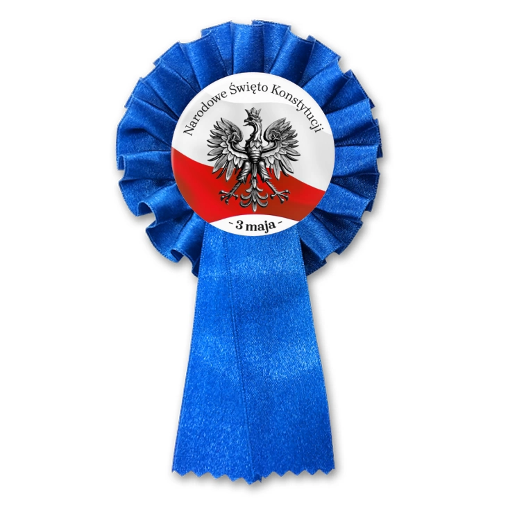 przypinka kotylion Narodowe Święto Konstytucji z srebrnym godłem 3 maja