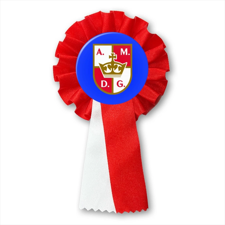 przypinka kotylion Konfederacja Korony Polskiej sygnaturka na niebieskim tle