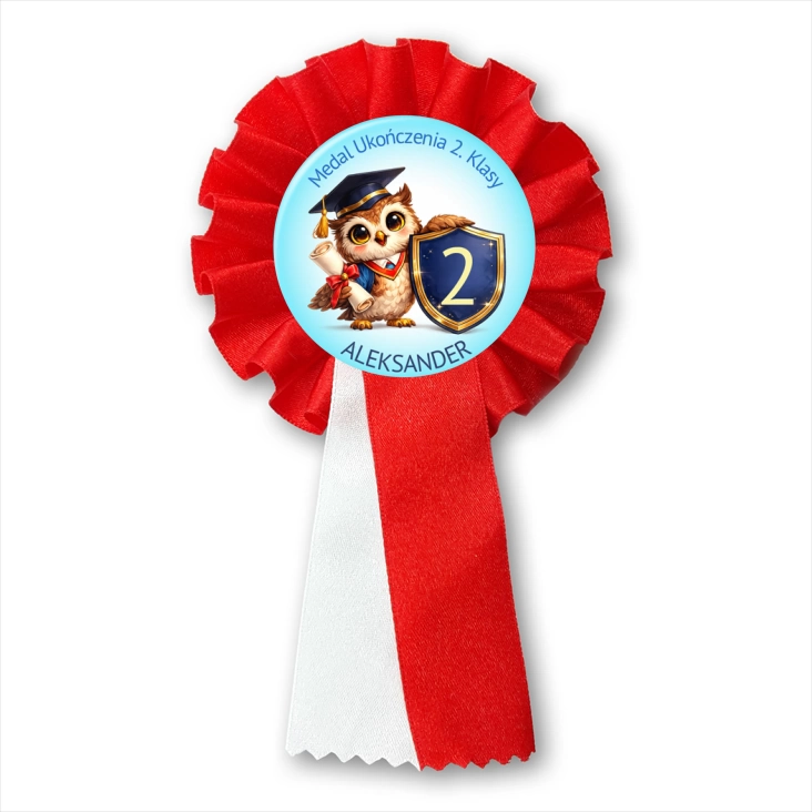 przypinka kotylion Medal ukończenia 2. klasy