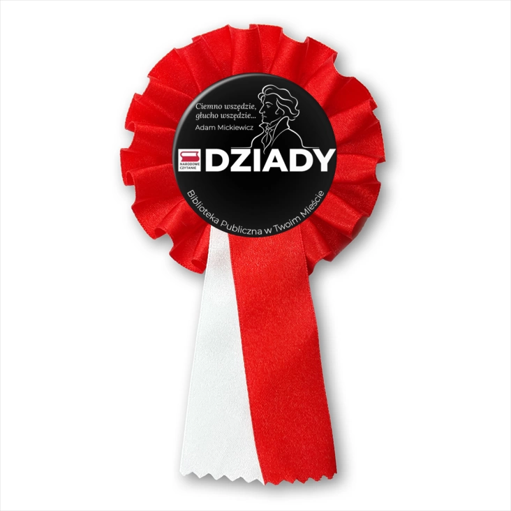 przypinka kotylion Narodowe Czytanie Ciemno wszędzie
