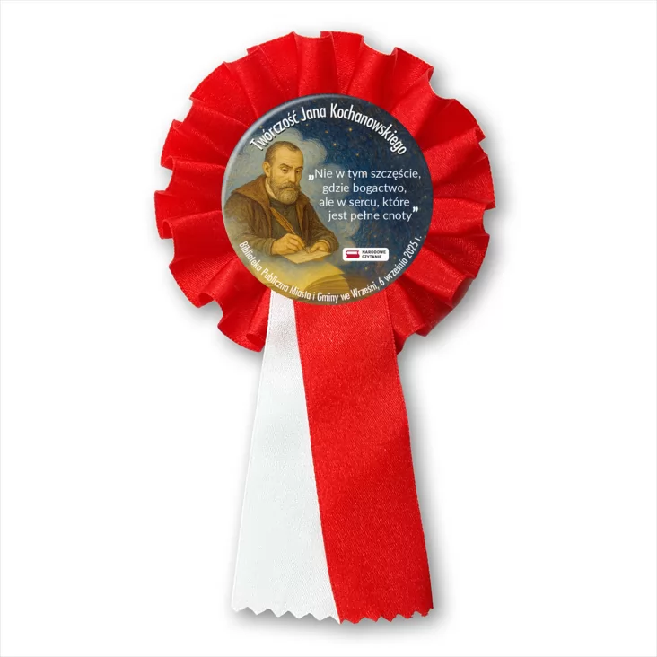 przypinka kotylion Narodowe Czytanie Kochanowski Września 2025
