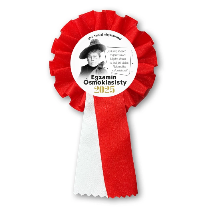 przypinka kotylion Egzamin Ósmoklasisty z Marią Konopnicką