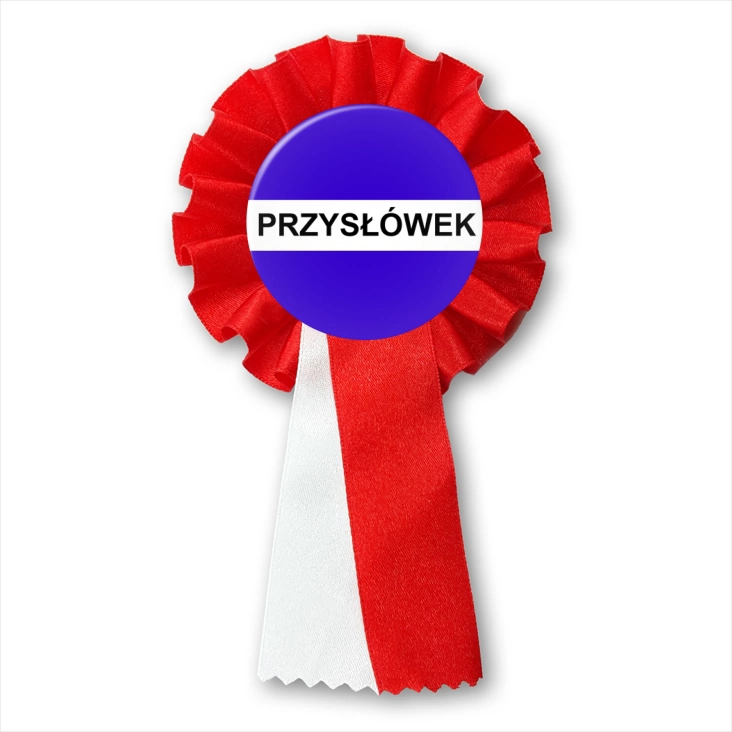 przypinka kotylion Gramatyka przysłówek