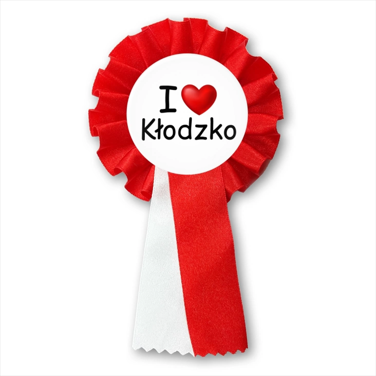 przypinka kotylion I love Kłodzko