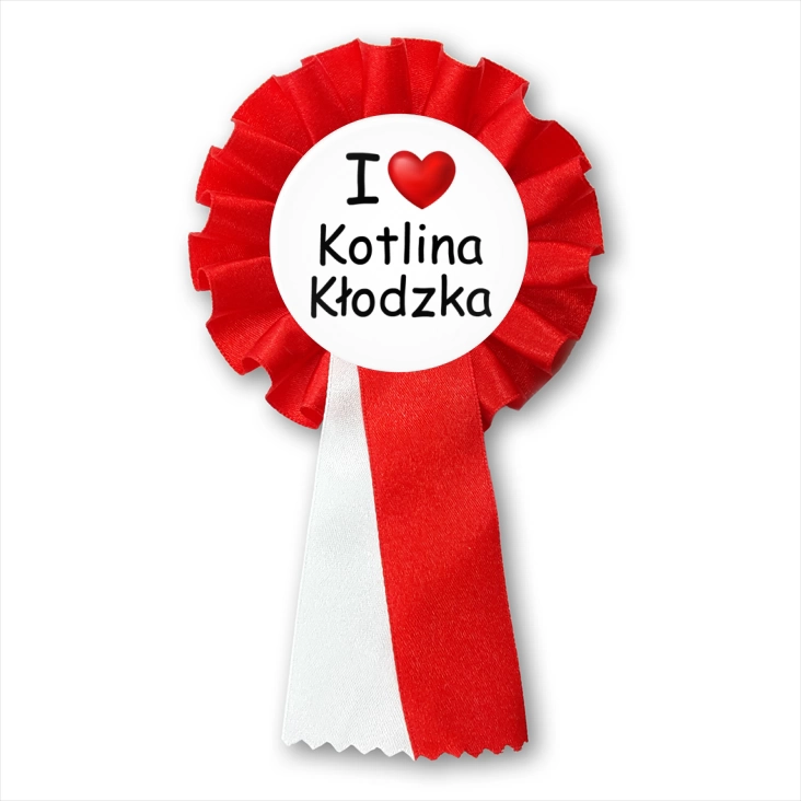 przypinka kotylion I love Kotlina Kłodzka