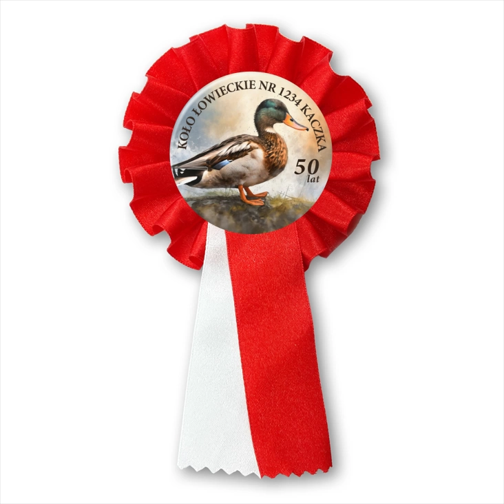 przypinka kotylion Koło Łowieckie Kaczka Jubileusz