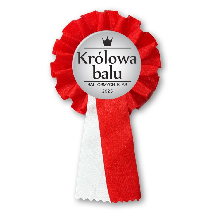 przypinka kotylion Królowa Balu Ósmych Klas szara