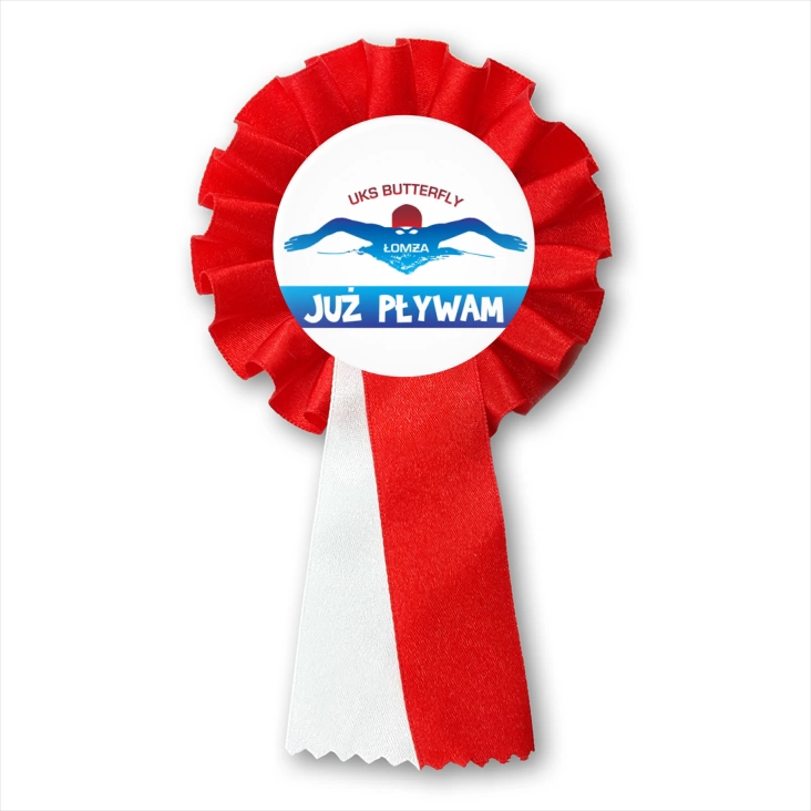 przypinka kotylion Już pływam UKS Butterfly