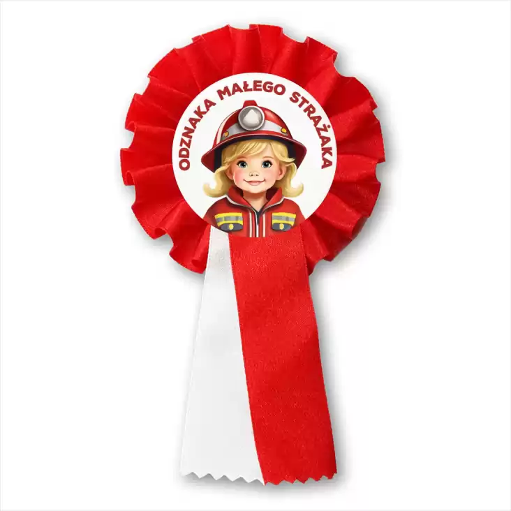 przypinka kotylion Odznaka Małego Strażaka dziewczynka strażak