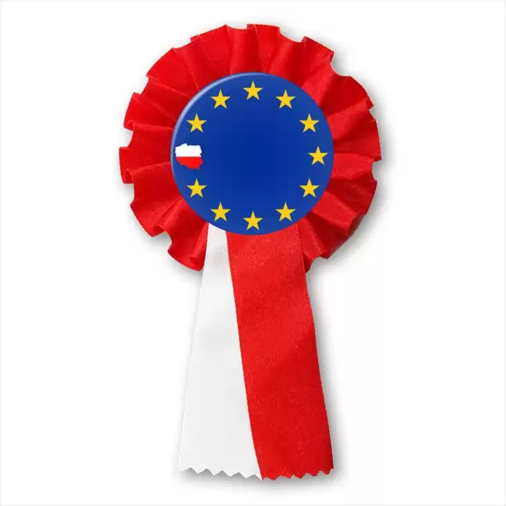 przypinka kotylion Polska jako gwiazdka Unii Europejskiej