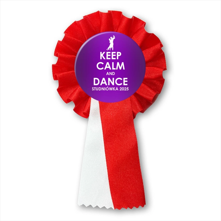 przypinka kotylion Studniówka keep calm and dance fioletowa