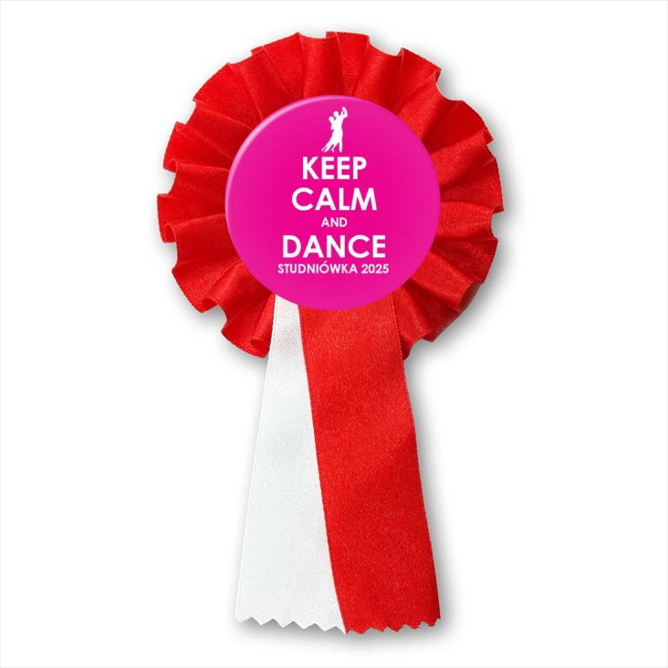 przypinka kotylion Studniówka keep calm and dance różowa