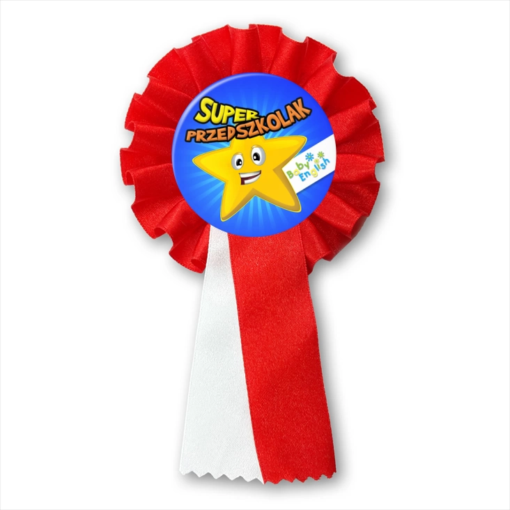 przypinka kotylion Super Przedszkolak Baby English