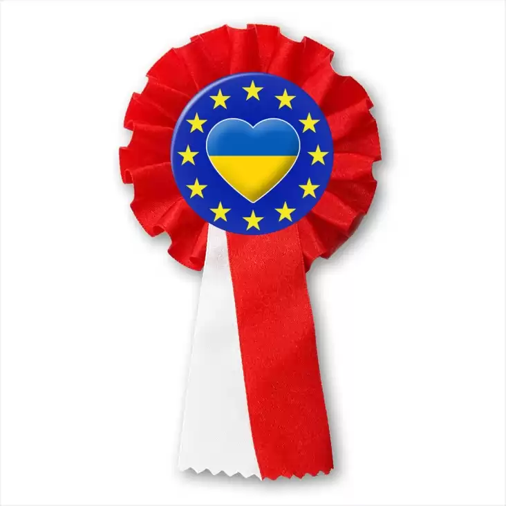 przypinka kotylion Ukraina w gwiazdkach Unii Europejskiej