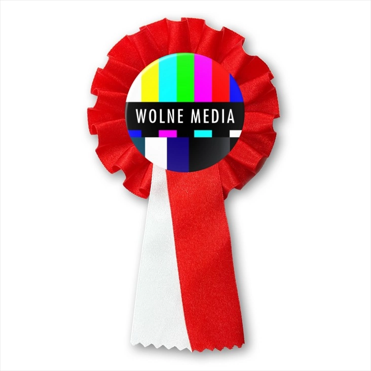 przypinka kotylion Wolne media brak sygnału