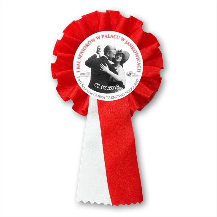 przypinka kotylion I Bal Seniorów w Pałacu w Jankowicach
