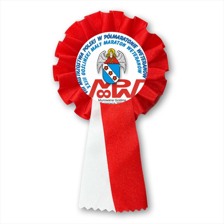 przypinka kotylion VIII Mistrzostwa Polski w Półmaratonie Weteranów