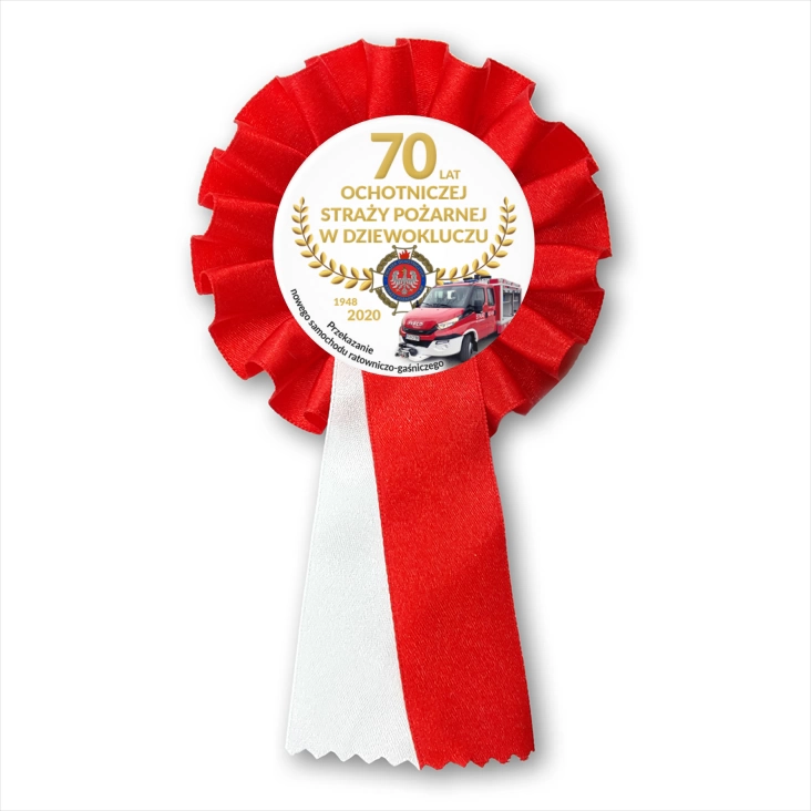 przypinka kotylion 70 OSP w Dziewokluczu
