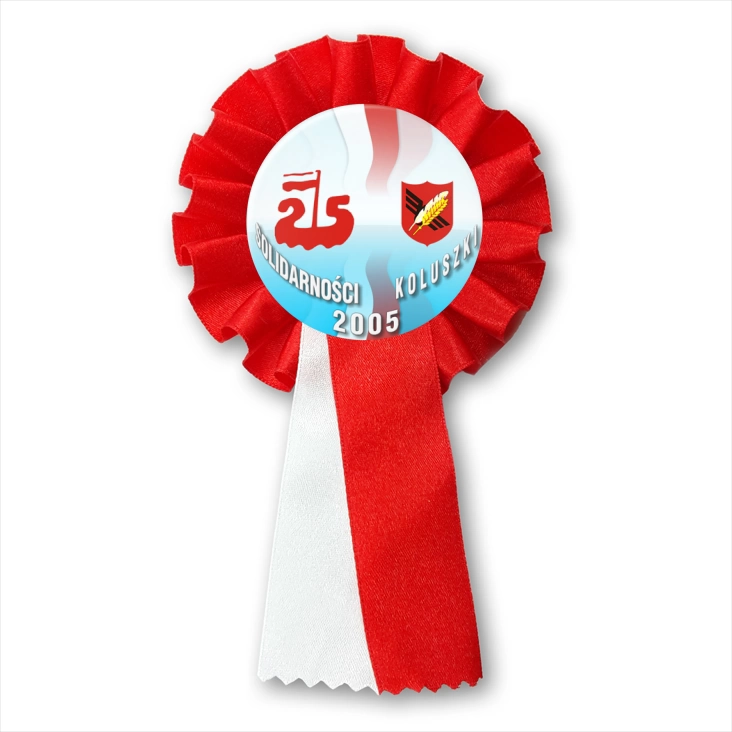 przypinka kotylion 25-lecie Solidarności - Koluszki 2005