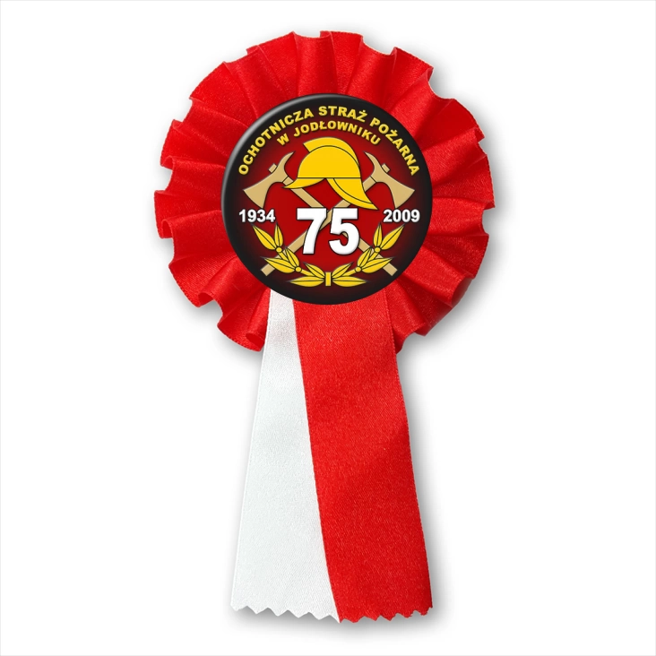 przypinka kotylion 75 lat OSP w Jodłowniku