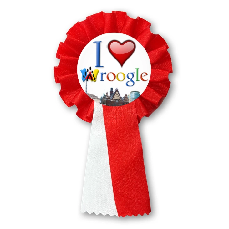 przypinka kotylion I love Wroogle