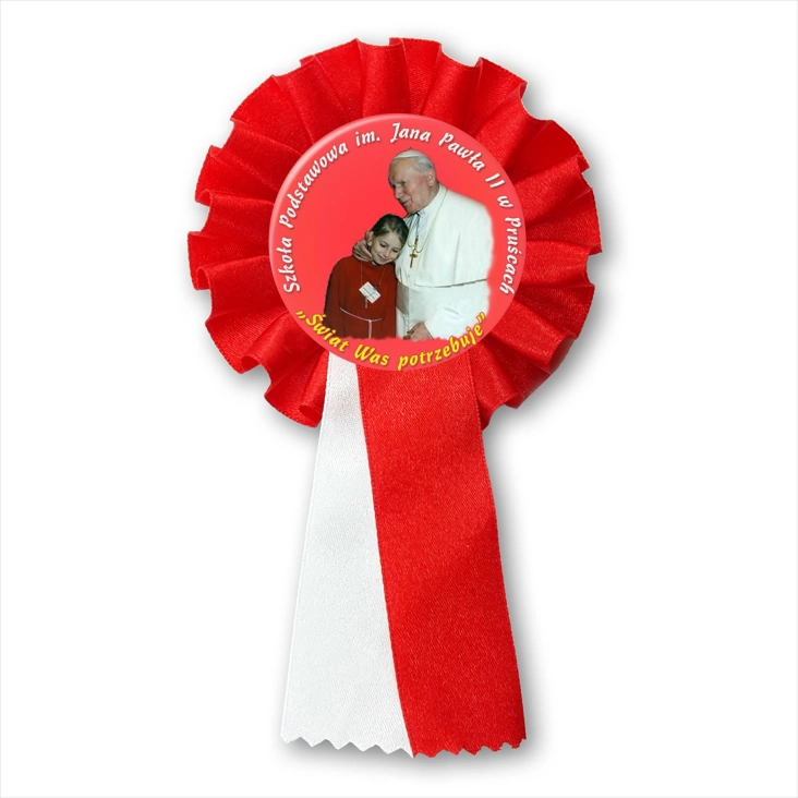 przypinka kotylion Szkoła Podstawowa w Pruścach