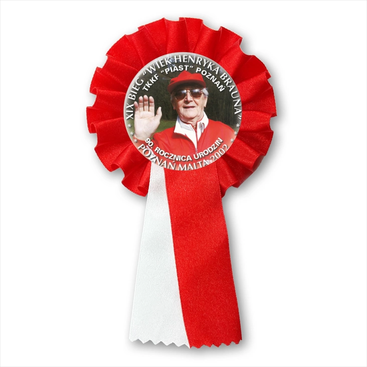 przypinka kotylion XIX Bieg Wiek Henryka Brauna