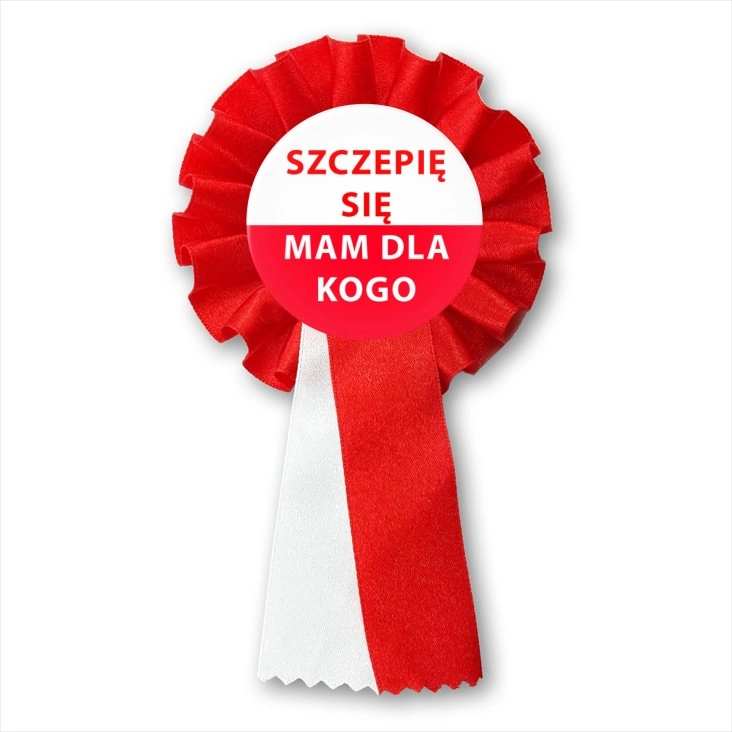 przypinka kotylion Szczepię się. Mam dla kogo