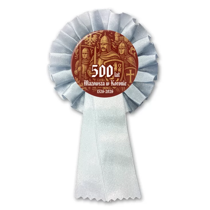 przypinka kotylion 500 lat Mazowsza w Koronie