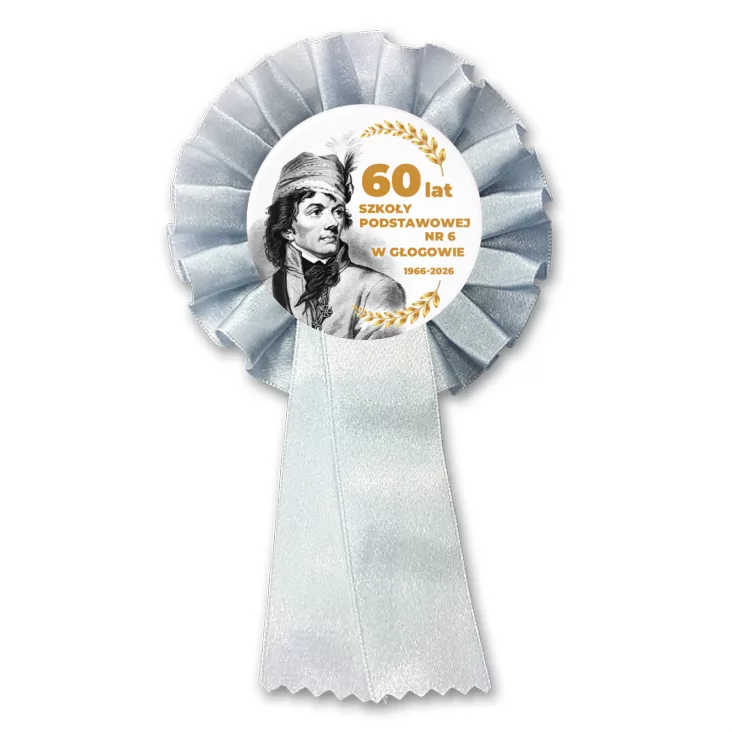 przypinka kotylion 60 lat SP nr 6 w Głogowie