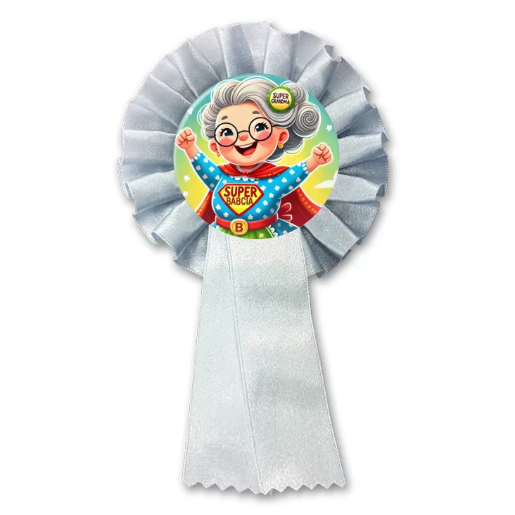 przypinka kotylion Babcia superbohaterka