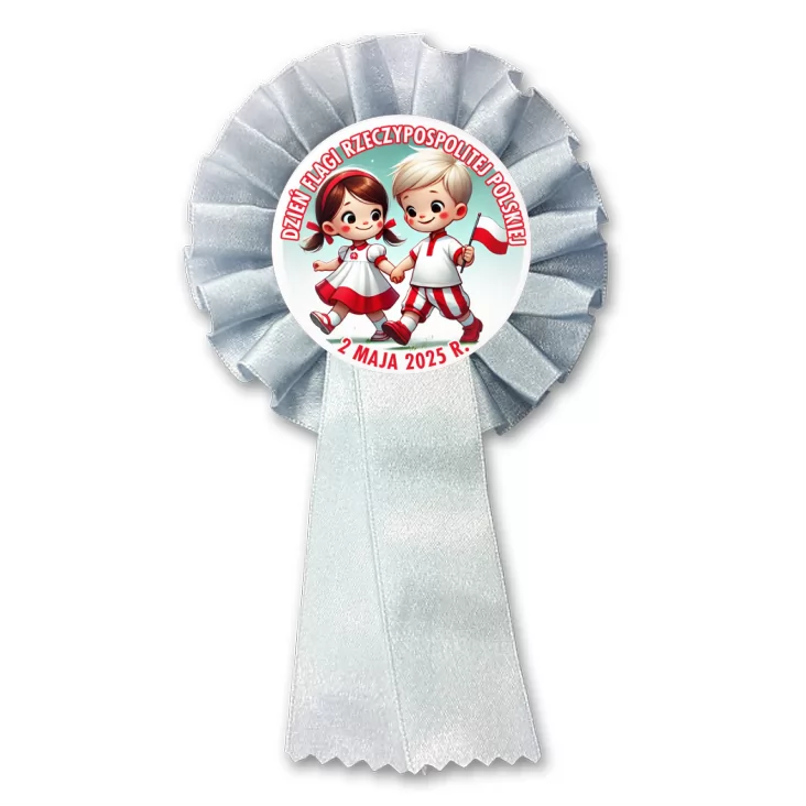 przypinka kotylion Dzień Flagi dziewczynka i chłopiec