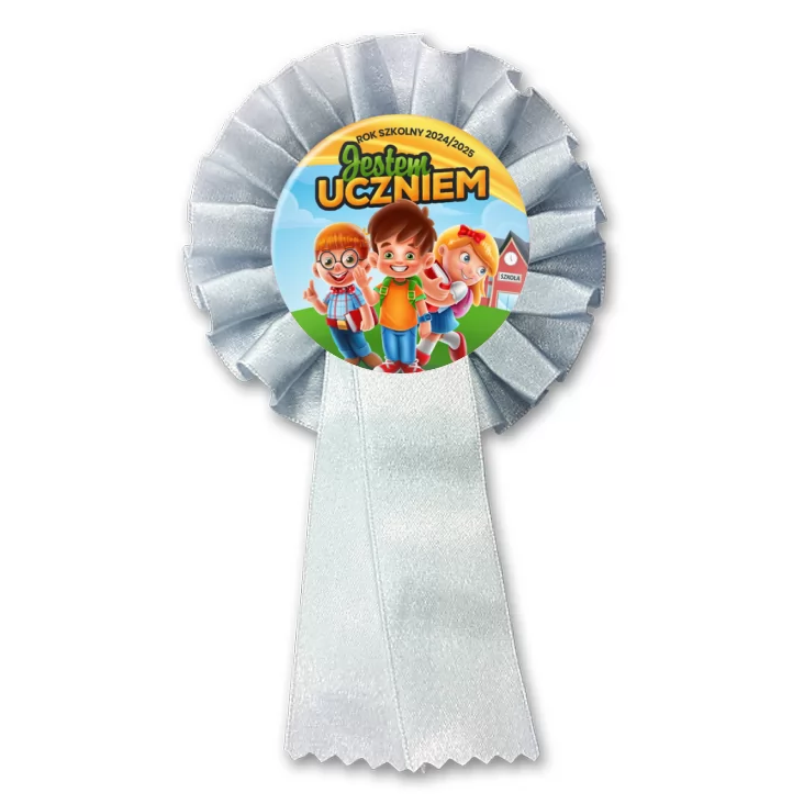 przypinka kotylion Jestem uczniem z trójką dzieci