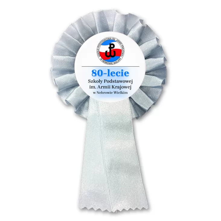 przypinka kotylion Jubileusz 80-lecia SP im. Armii Krajowej w Nebrowie Wielkim