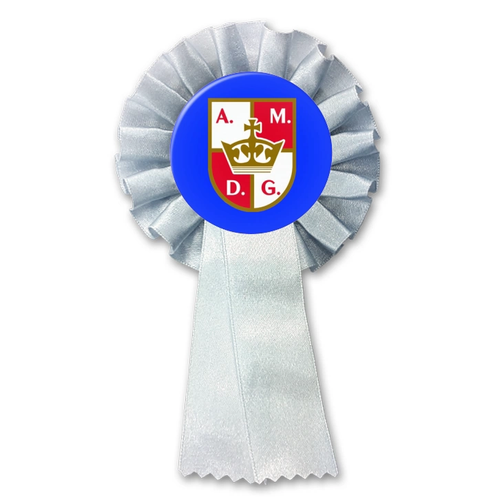 przypinka kotylion Konfederacja Korony Polskiej sygnaturka na niebieskim tle