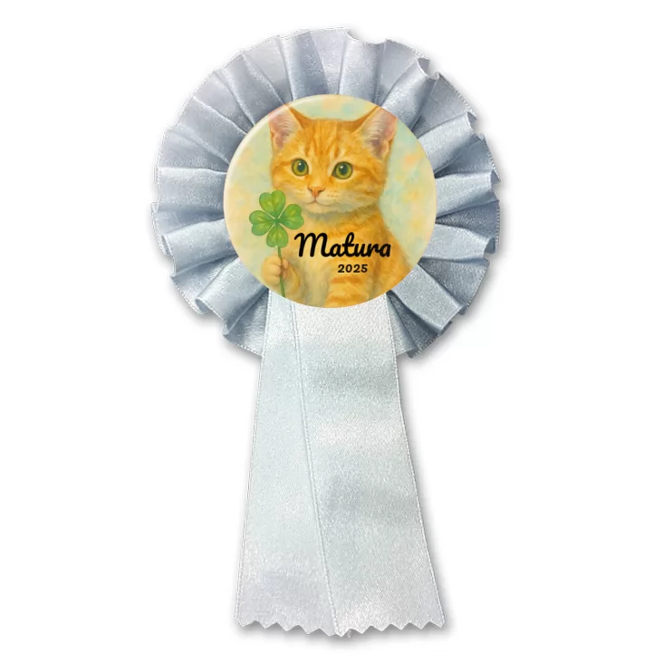przypinka kotylion Matura z z rudym kotem