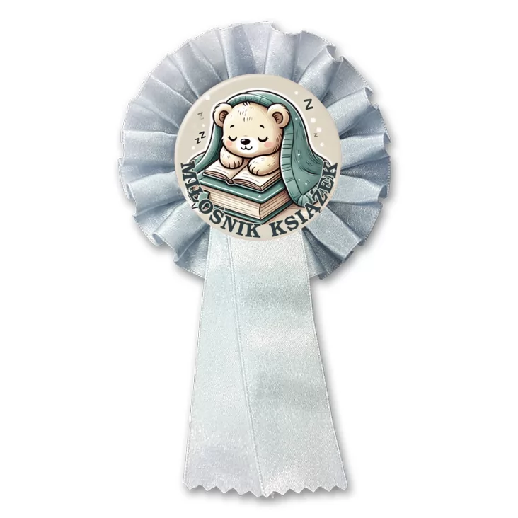 przypinka kotylion Miś miłośnik książek