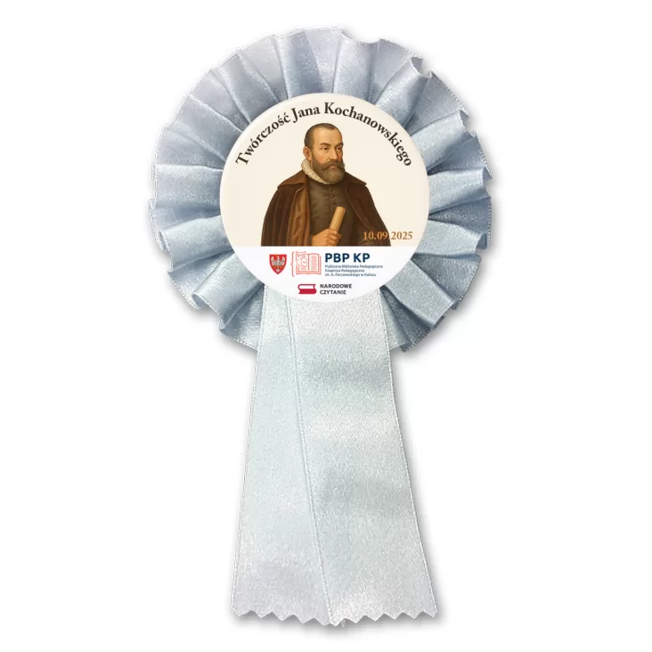 przypinka kotylion Narodowe czytanie Biblioteka Kalisz 2025