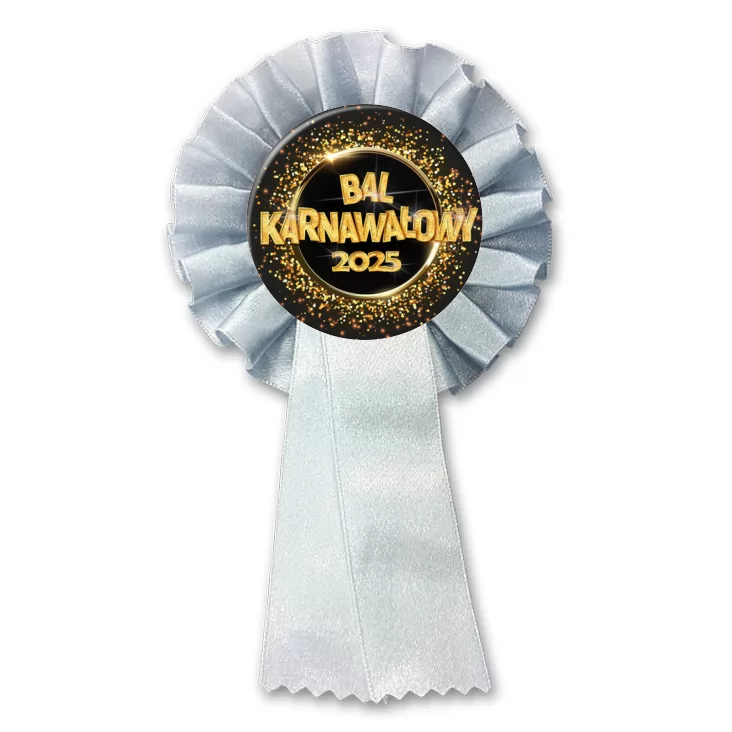 przypinka kotylion Bal Karnawałowy złoty napis