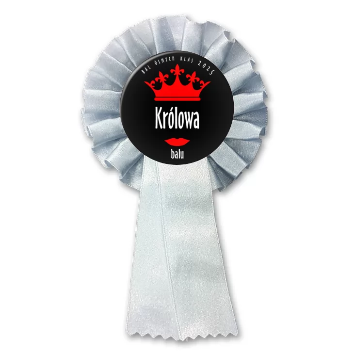 przypinka kotylion Bal Ósmych Klas czarna królowa balu