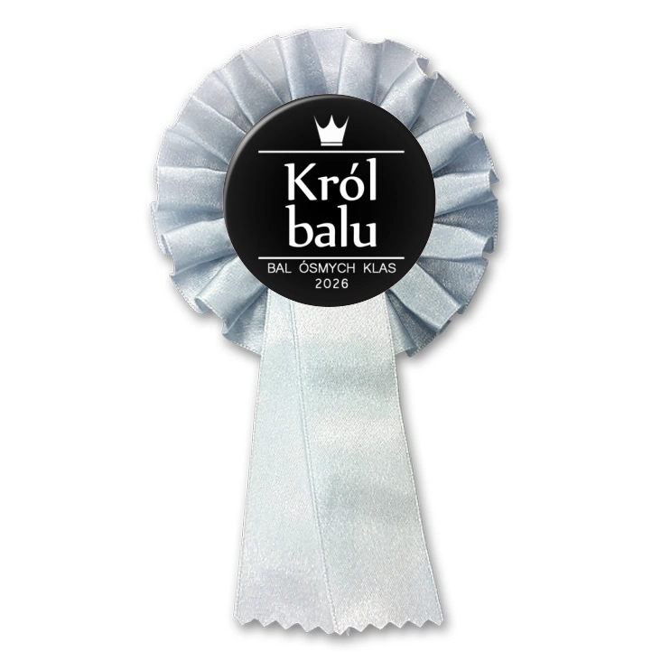 przypinka kotylion Bal Ósmych Klas z koroną król balu