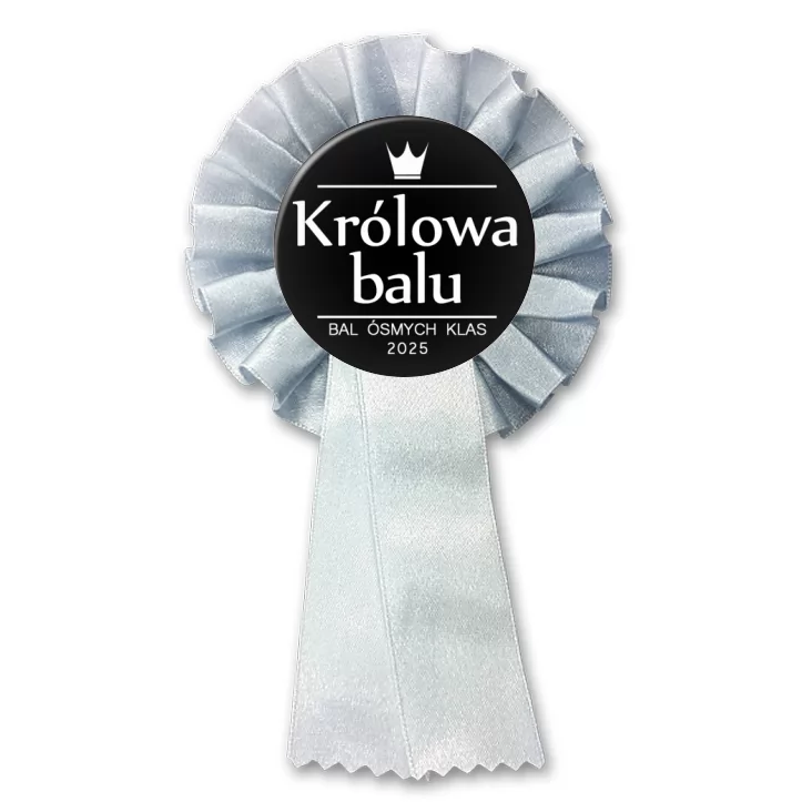 przypinka kotylion Bal Ósmych Klas z koroną królowa balu czarna