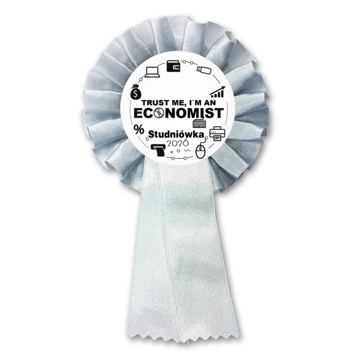 przypinka kotylion Studniówka biała trust me I am Economist