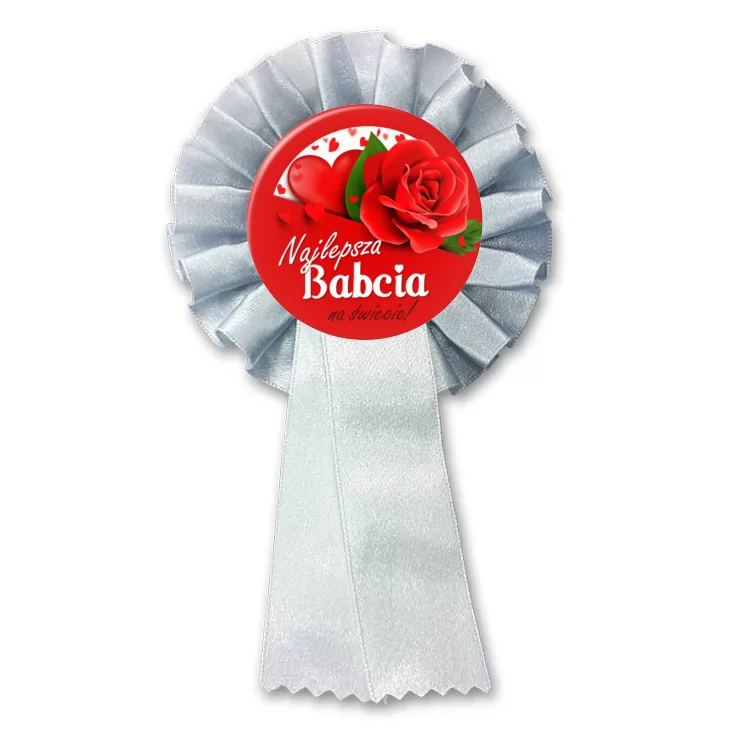 przypinka kotylion Dzień Babci - Najlepsza babcia z różami