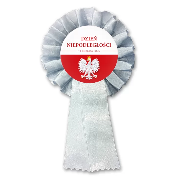 przypinka kotylion Dzień Niepodległości Biało-Czerwony z orłem