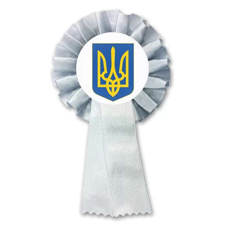 przypinka kotylion Herb Ukraina na białym tle