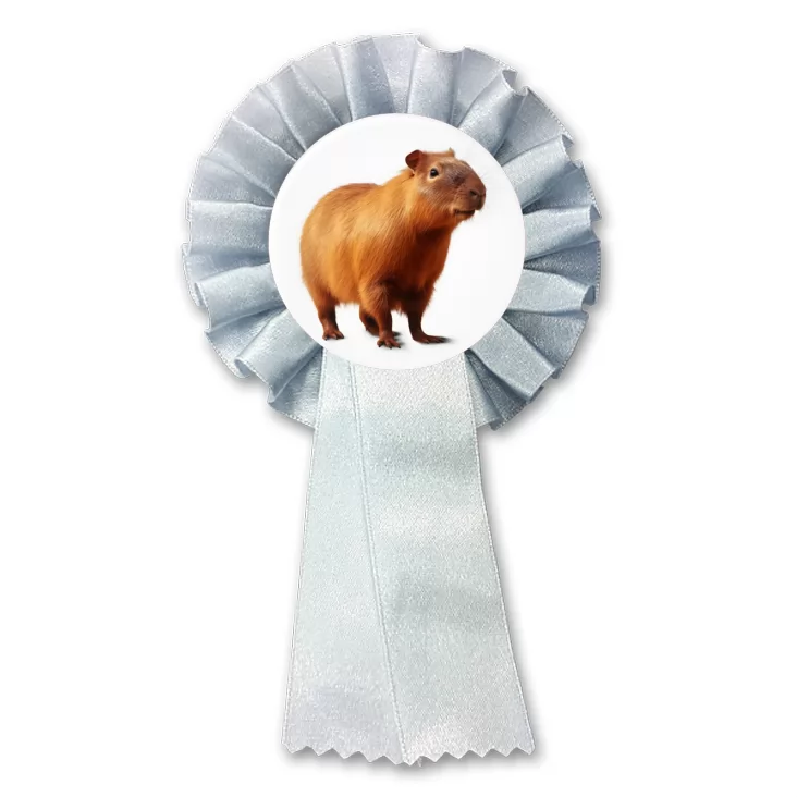 przypinka kotylion Kapibara na białym tle