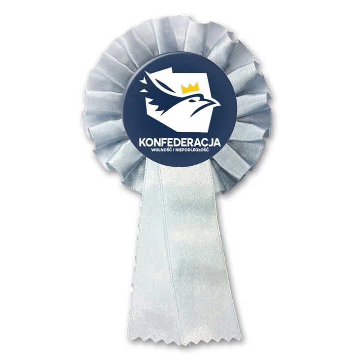 przypinka kotylion Konfederacja logo w inwersji