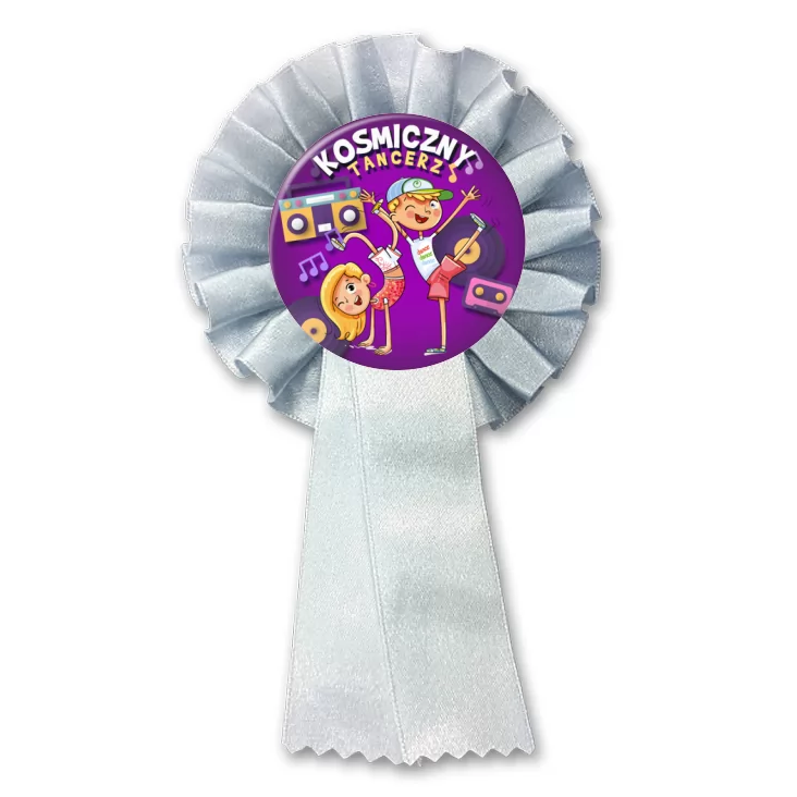 przypinka kotylion Kosmiczny tancerz na fioletowym tle