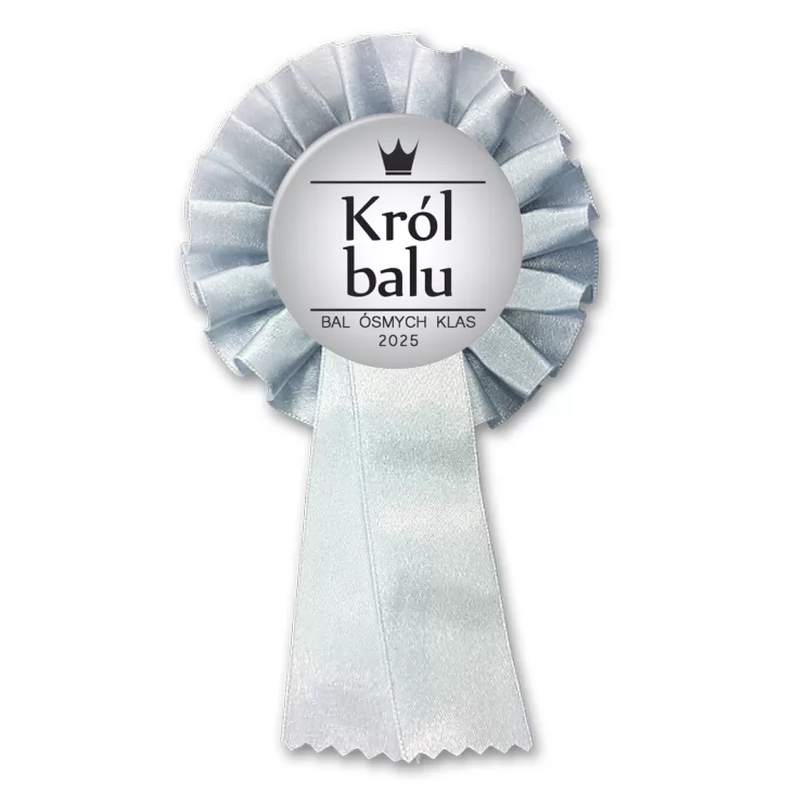 przypinka kotylion Król Balu Ósmych Klas szary